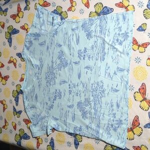 Lands' End Mint Blue Tropical Sailboat Tee Women's Size M